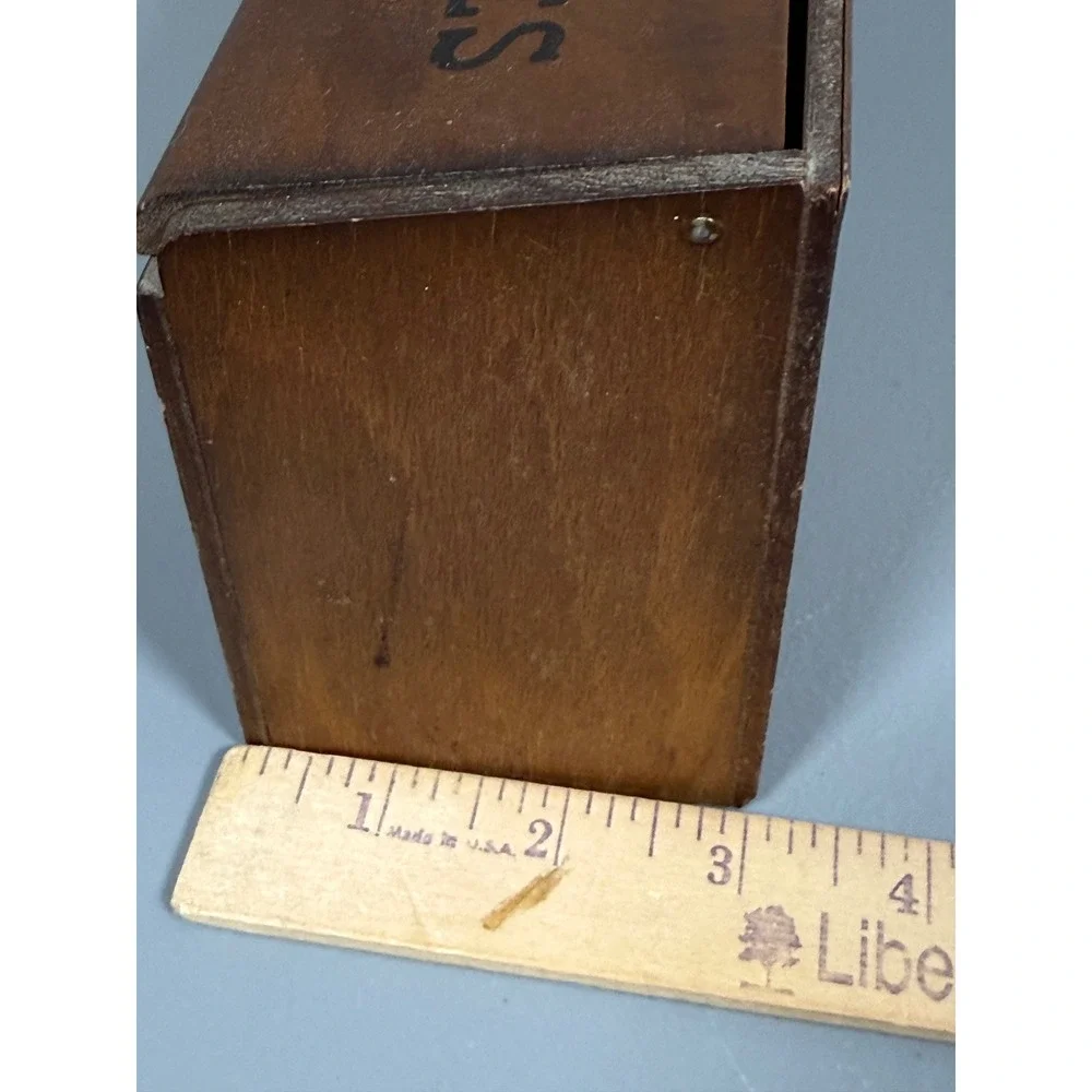 Vintage Wood Recipe Box Rooster Metal Emblem Farmhouse Primitive Kitchen Decor